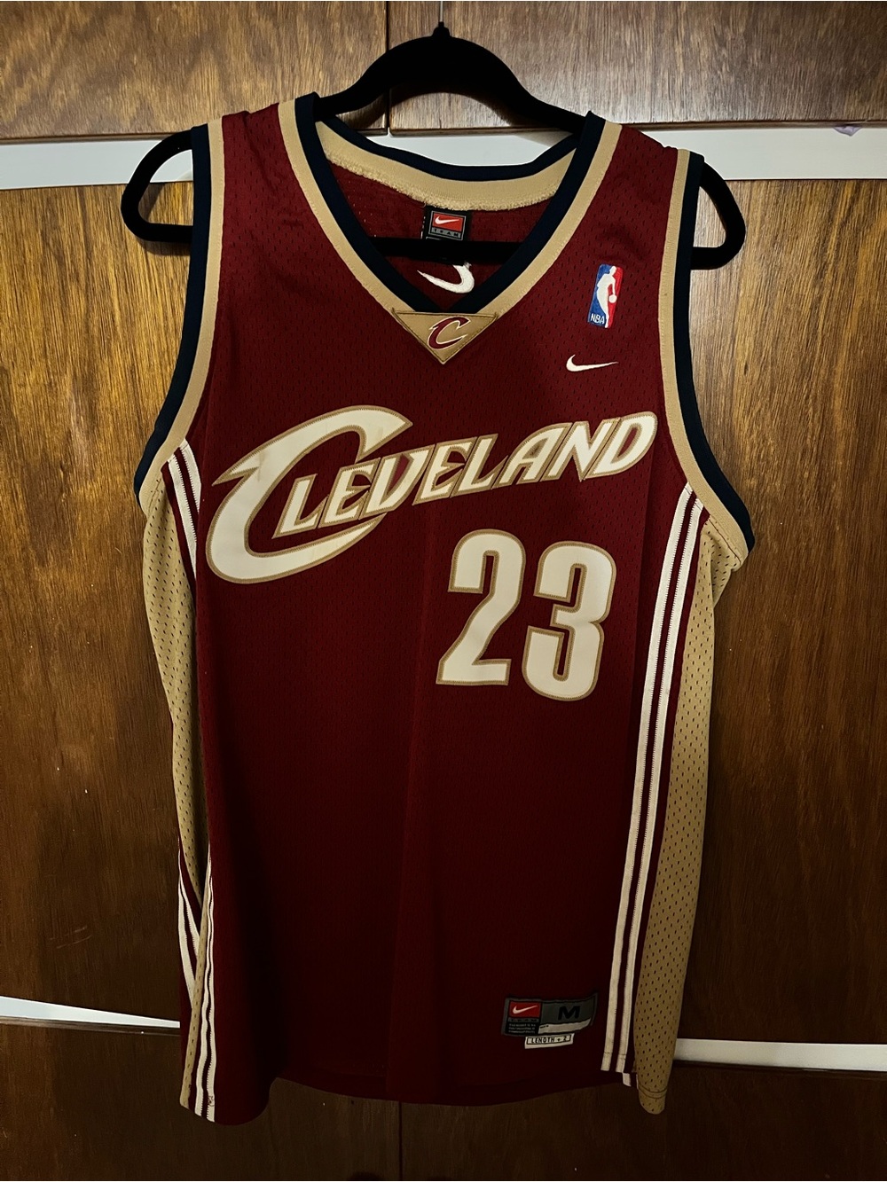 Nike LeBron James Cleveland Cavaliers Burgundy and Gold Basketball Jersey #23